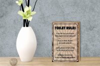 Holzschild Spruch 12x18cm toilet rules if you lift it up