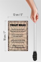Holzschild Spruch 12x18cm toilet rules if you lift it up