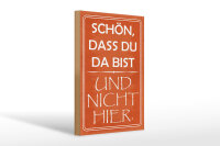 Holzschild Spruch 20x30 cm Schön, dass du da bist und nicht hier Deko Schild