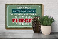 Holzschild Zitat 20x30 cm Wenn man mit Flügeln geboren wird Deko Schild