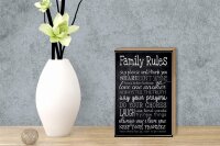 Holzschild Spruch 12x18cm Family Rules say please