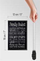 Holzschild Spruch 12x18cm Family Rules say please
