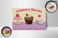 Holzschild Spruch 18x12cm baked your favourite cupcakes