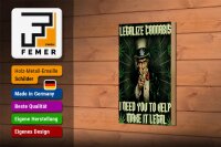 Holzschild Spruch 12x18cm legalize cannabis need you help