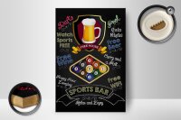 Holzschild Spruch 12x18cm sports bar Billard relax and enjoy