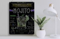 Blechschild Cocktail 30x40 cm Classic Mojito Rezept Tafeloptik Deko Schild
