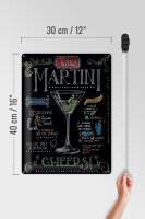 Blechschild Cocktail 30x40 cm Classic Martini Rezept Tafeloptik Deko Schild