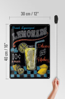 Blechschild Hinweis 30x40 cm Fresh sqeezed Lemonade Tafeloptik Deko Schild