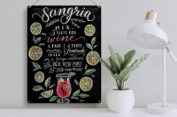 Blechschild Cocktail 30x40 cm Sangria Rezept Tafeloptik...