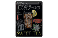 Blechschild Cocktail 30x40 cm Enjoy Sweet Iced Tea Tafeloptik Deko Schild