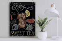 Blechschild Cocktail 30x40 cm Enjoy Sweet Iced Tea Tafeloptik Deko Schild