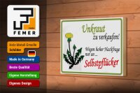 Holzschild Spruch 18x12cm Unkraut verkaufen Selbstpflücker
