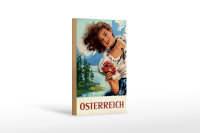 Holzschild Pin Up 12x18cm Österreich alpen Urlaub Frau
