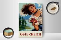 Holzschild Pin Up 12x18cm Österreich alpen Urlaub Frau