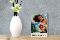 Holzschild Pin Up 12x18cm Österreich alpen Urlaub Frau