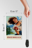 Holzschild Pin Up 12x18cm Österreich alpen Urlaub Frau