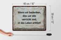 Blechschild Zitat 30x40 cm bedenken, dass wir alle verrückt sind Mark Twain