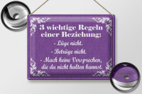 Blechschild Spruch 30x40 cm  3 wichtige Regeln einer Beziehung Deko Schild