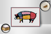 Holzschild Metzger 18x12cm Schwein cuts Pork Fleisch