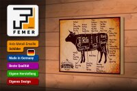 Holzschild Metzger 18x12cm Beef cuts Organic Metzgerei