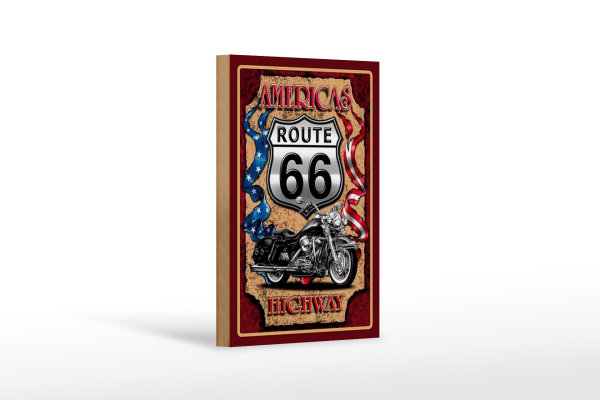 Holzschild Motorrad 12x18cm Americas Route 66 highway