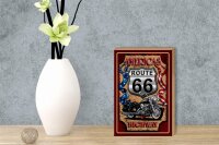 Holzschild Motorrad 12x18cm Americas Route 66 highway