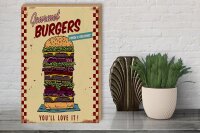 Holzschild Reklame 30x40 cm Gourmet Burgers Deko Schild