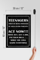 Holzschild Spruch 30x40 cm Teenager Act now Deko Schild