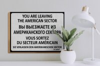 Holzschild Hinweis 30x40 cm Sie verlassen den amerikanischen Sektor Deko Schild