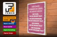 Holzschild Spruch 30x40 cm Vier dinge kommen im Leben nie mehr zurück Schild