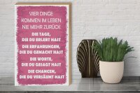 Holzschild Spruch 30x40 cm Vier dinge kommen im Leben nie mehr zurück Schild