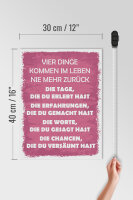 Holzschild Spruch 30x40 cm Vier dinge kommen im Leben nie mehr zurück Schild