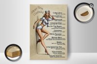 Holzschild Pin Up 12x18cm Happy Hour Cocktails Mojito