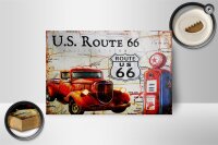 Holzschild Retro 18x12cm US Route 66 Oldtimer Tankstelle