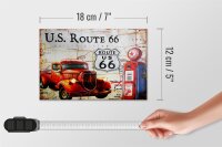Holzschild Retro 18x12cm US Route 66 Oldtimer Tankstelle