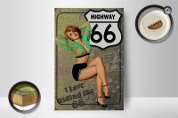 Holzschild Pin Up 12x18cm Highway 66 i love riding the 66