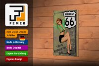 Holzschild Pin Up 12x18cm Highway 66 i love riding the 66
