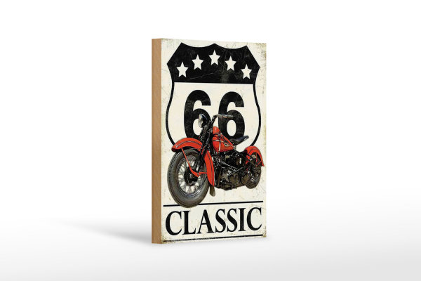 Holzschild Retro 12x18cm Motorrad classic 66 5 Sterne