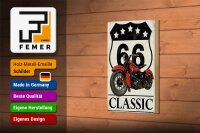 Holzschild Retro 12x18cm Motorrad classic 66 5 Sterne