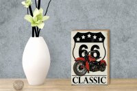 Holzschild Retro 12x18cm Motorrad classic 66 5 Sterne