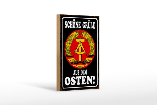 Holzschild Spruch 12x18cm schöne Grüße aus dem Osten