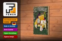 Holzschild Essen 12x18cm Le Fromage Käse Sorten Cheese