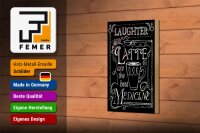 Holzschild Spruch 12x18cm Laughter and Latte are the best