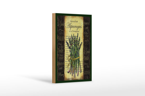 Holzschild Spruch 12x18cm Cafe de Paris Asparagus Spargel
