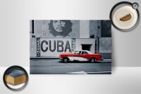 Holzschild Spruch 18x12cm Cuba Guevara Auto rot Oldtimer