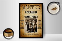 Holzschild Spruch 12x18cm wanted Clyde Barrow Bonnie