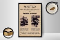 Holzschild Spruch 12x18cm wanted Bonnie Clyde