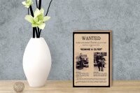 Holzschild Spruch 12x18cm wanted Bonnie Clyde