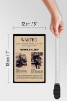 Holzschild Spruch 12x18cm wanted Bonnie Clyde