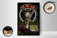 Holzschild Spruch 12x18cm Music city on the Air Gitarre